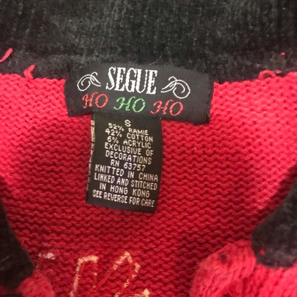 Vintage 90s Segue Red Knit Snowman Cardigan Sweater S Ugly Christmas swe… - Picture 3 of 6